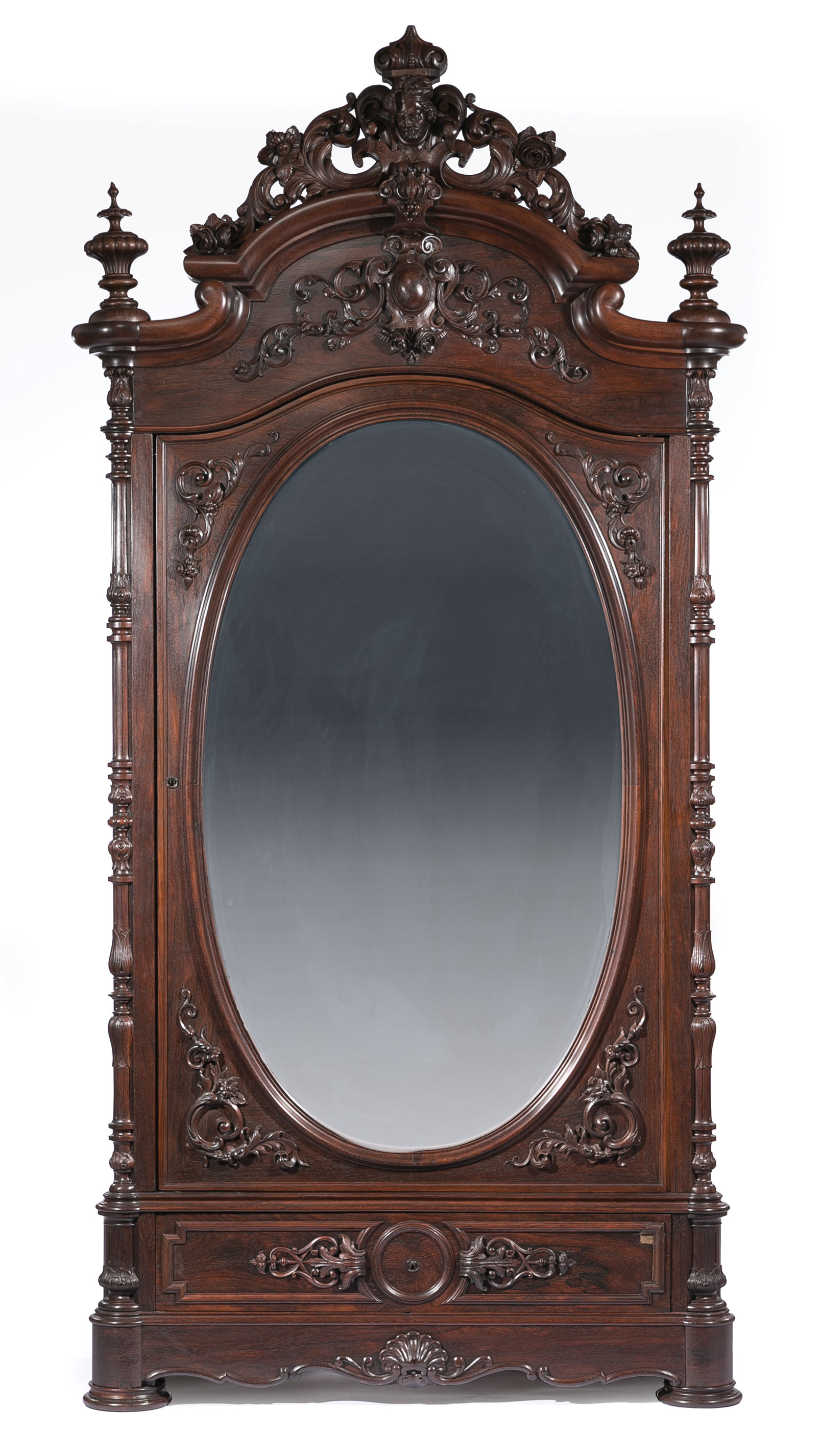 Very Fine American Carved Rosewood Bedroom Suite , mid-19th c., labeled A. (Alexander) Roux, incl. - Image 8 of 20