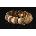 "Florentine" Yellow Gold and Diamond Flexible Bracelet , unmarked, probably 18 kt., comprised of