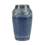 Newcomb College Art Pottery Vase , early 20th c., stylized berries relief, matte glaze with blue and