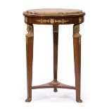French Empire Bronze-Mounted Marble Top Gueridon in the Egyptian Taste , inset marble top, tapered