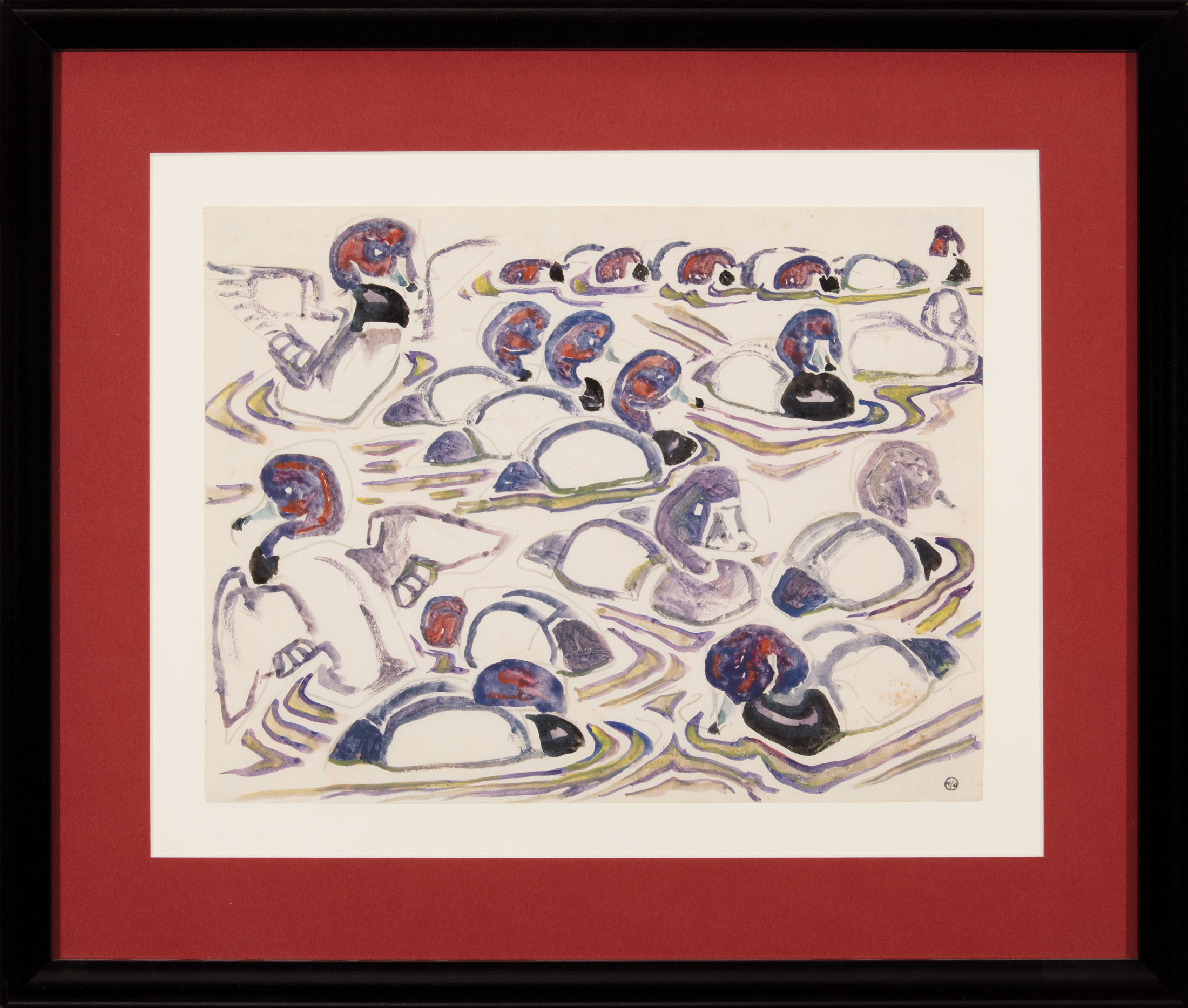 Walter Inglis Anderson (American/Mississippi, 1903-1965), "Swimming Ducks (Red Head Design)",
