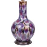 Chinese "Peacock's Eye" Glazed Porcelain Bottle Vase , probably 18th c., mottled lavender, blue