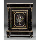 Napoleon III Bronze-Mounted, Inlaid and Ebonized Parlour Cabinet , late 19th c., shaped marble