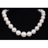 South Sea Pearl Necklace , comprised of 27 graduated round cultured cream-colored pearls, 14.00 to