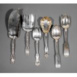 Group of American Victorian Sterling Silver Serving Pieces , incl. a fish serving knife and fork,