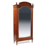 Louis XVI-Style Kingwood Parquetry Armoire , 19th c., finialed cornice, leaf and berry frieze,