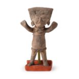 Pre-Columbian Pottery Standing Figure , 550-950 A.D., Veracruz, Remojadas, Mexico, smiling figure