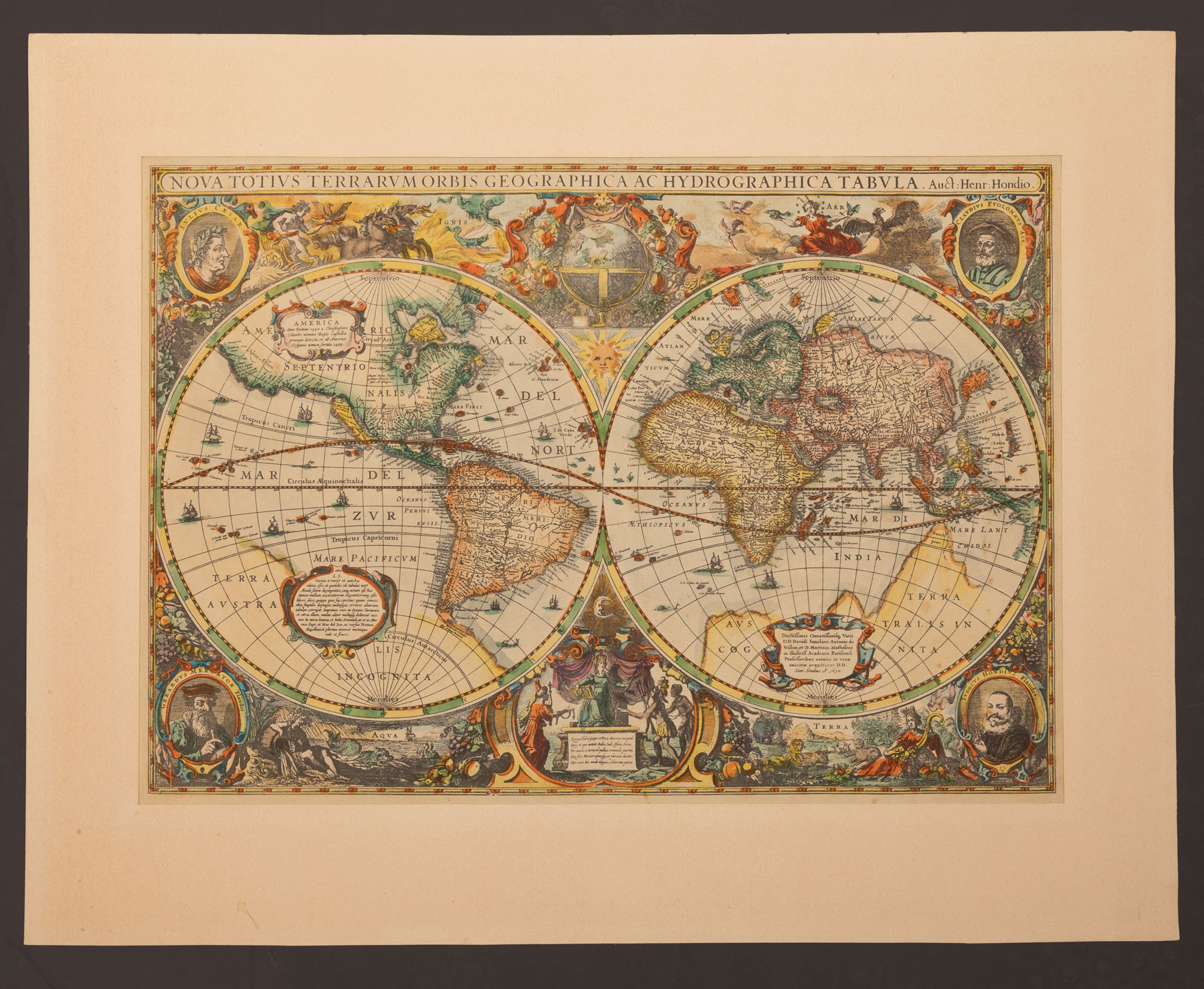 Henricus Hondius II (Dutch, 1597-1651), "Nova Totius Terrarum Orbis Geographica AC Hydrographica