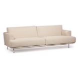 Cassina Beige Sofa with Metal Frame , late 20th c., Italian, loose back and seat cushions, inward