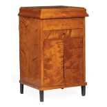 Antique Biedermeier Satinwood Bedside Commode , inset molded top, single drawer over cabinet