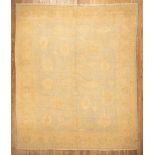 Oushak Carpet , pale blue and khaki ground, 9 ft. 9 in. x 11 ft. 9 in