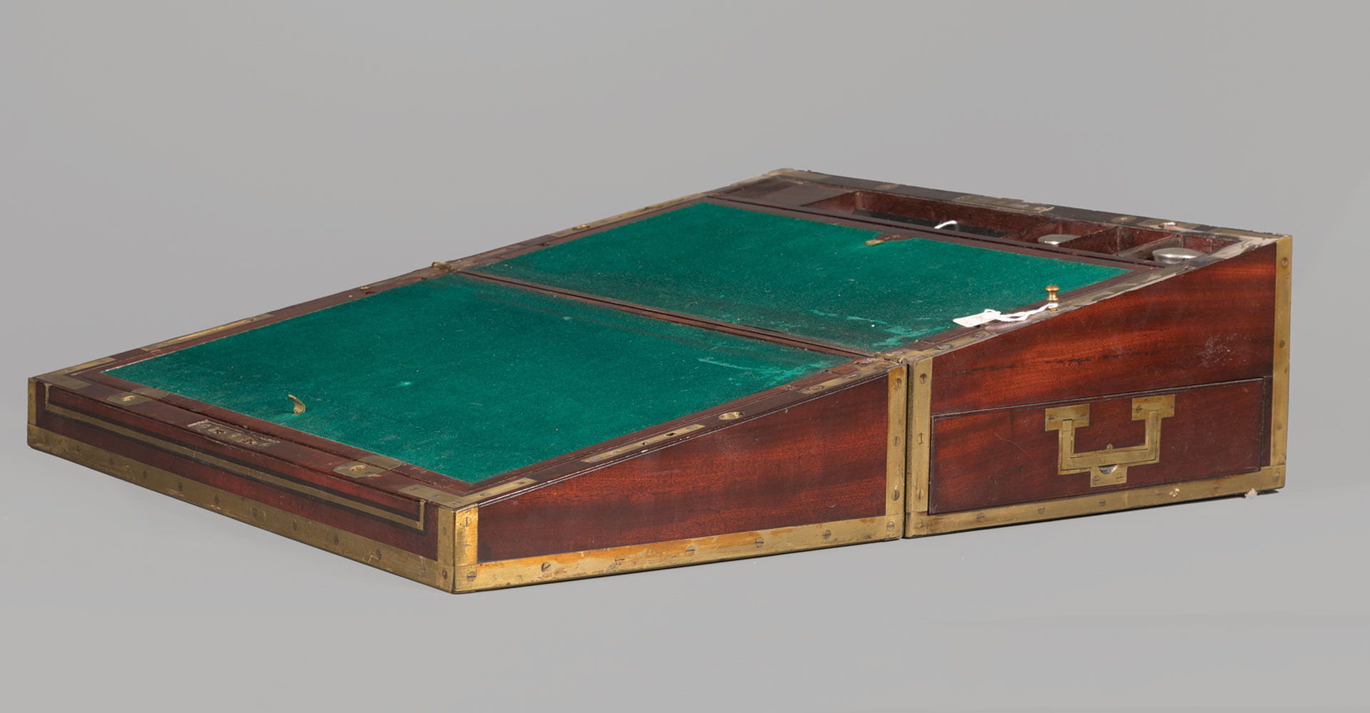Regency Brass-Bound Mahogany Lap Desk , early 19th c., lid with decorative cartouche, fitted - Image 2 of 2
