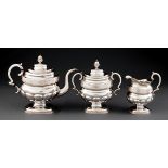 American Classical Coin Silver Tea Set , John Targee, New York, New York, wc. 1797-1828; incl. a