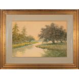 Alexander John Drysdale (American/New Orleans, 1870-1934) , "Louisiana Bayou Landscape", oil wash on