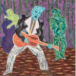 Francis Pavy (American/Louisiana, b. 1954) , "Blue Headed Rock & Roll Singer", 1988, oil on