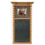 American Federal Giltwood Looking Glass , early 19th c., molded blocked cornice mounted with