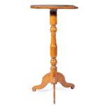 American Sailor-Made Mahogany and Scrimshaw Candlestand , late 19th c., inlaid and ebonized canted-