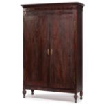 Louisiana Federal Carved Mahogany Armoire , early 19th c., coved canted cornice, conforming case,