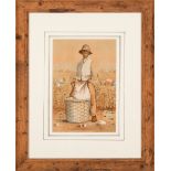 Southern School, 1906 , "Cotton Pickers in the Field", watercolor on paper, signed "J. Drysdale" and