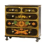 Paint-Decorated Ship Captain's Chest of Drawers , 19th c., "Captain E. Forde, U.S.S. Ohio", dated on