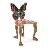 Pedro Friedeberg (Mexican, b. 1936) , "Miniature Butterfly Chair", signed under seat, gilt and