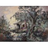 Colette Pope Heldner (American/Louisiana, 1902-1990) , "Swamp Idyl (Louisiana Bayou Country)", oil