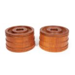 Pair of Jens Quistgaard (Danish, 1919-2008) for Dansk Designs Teak Round Ice Buckets , c. 1960s,