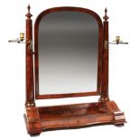 American Late Classical Mahogany Girandole Dressing Mirror , 19th c., arched mirror, tapered