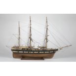 Antique American Ship Model of the Whaling Bark Progress, c. 1935, signed plaque reads "Progress/