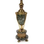 Diminutive Empire-Style Bronze Mounted Marble Table Lamp , h. (to finial) 21 1/2 in., dia. 10 in