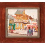 Harry T. Fisk (American, 1887-1974) , "Street Scene, New Orleans", oil on board, signed lower