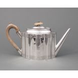 George III Sterling Silver Teapot , Henry Chawner, London, 1793, mark reg. 1786, serpentine with