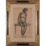 Hayley Lever (Australian/American, 1876-1958) , "Nude", charcoal on paper mounted to board, pencil-