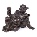 Chinese Bronze Figure of the Drunken Daoist Immortal Han Zhongli , probably Ming Dynasty (1368-