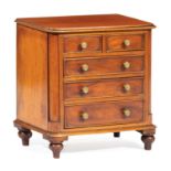 William IV Miniature Mahogany Chest of Drawers , early 19th c., molded top with rounded corners,