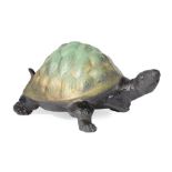 Cast Iron Turtle Fountain , green painted shell, h. 9 1/2 in., w. 10 in., d. 19 in