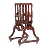 American Carved Mahogany Folio Stand , mid-to-late 19th c., adjustable slatted rack, turned