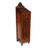 French Provincial Carved Fruitwood Cane Box , slant lid, wheat, goblet and grape cartouche, cabriole