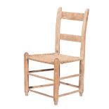 Louisiana Cypress Ladderback Chair , early 19th c., shaped stiles, two rungs, corn husk seat , h. 31