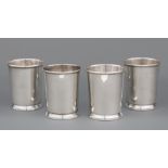 Four American Sterling Silver Julep Cups , Preisner Silver Co., mid-20th c., pattern 140, h. 3 7/8