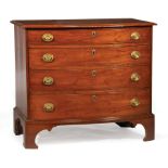 Antique George III-Style Mahogany Bowfront Chest , molded top, four graduated drawers, bracket