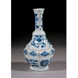 Antique Delft Tin-Glazed Earthenware Octagonal Vase , decorated with blue floral sprays and