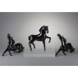 Three Pino Signoretto (Italian, b. 1944) Glass Horses , each signed, tallest h. 9 in., presented