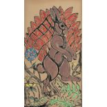 Walter Inglis Anderson (American/Mississippi, 1903-1965) , "Buck Rabbit", hand-colored woodblock