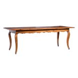 Antique French Provincial Fruitwood Harvest Table , herringbone parquetry top, spurred shaped apron,