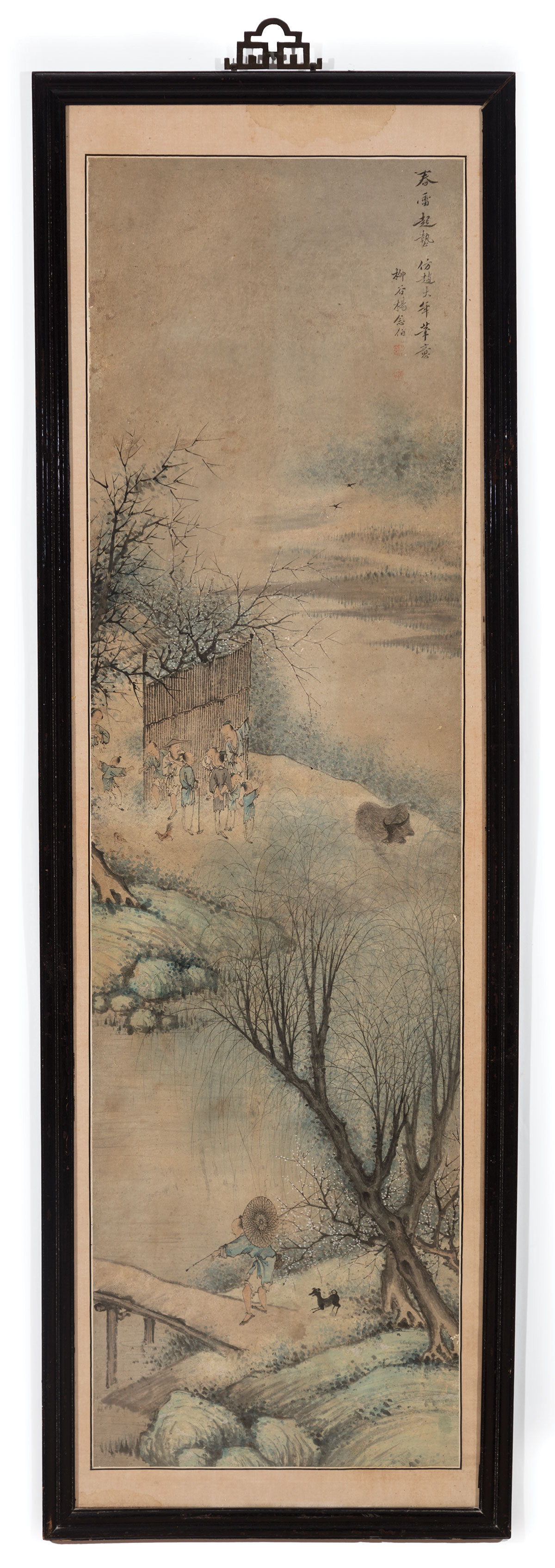 Yang Nianbo (Chinese, c. 1830-1890) , "Grateful for the Impending Spring Rain", ink and color on