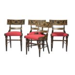 Four Baltimore Rosewood Faux Bois and Stencil-Decorated Fancy Chairs , early 19th c., wreath and