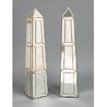 Pair of Continental Mirrored Obelisks , late 20th c., h. 40 in., w. 8 in., d. 8 in