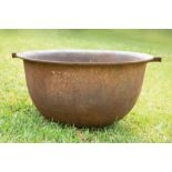 Louisiana Cast Iron Indigo Pot , flared rim, integrated handles, h. 20 in., dia. 34 in