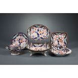 English Imari Pallette Porcelain Partial Dessert Service , 19th c., possibly Royal Crown Derby,